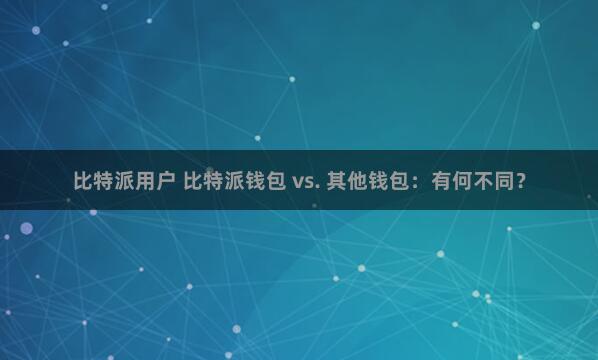 比特派用户 比特派钱包 vs. 其他钱包：有何不同？