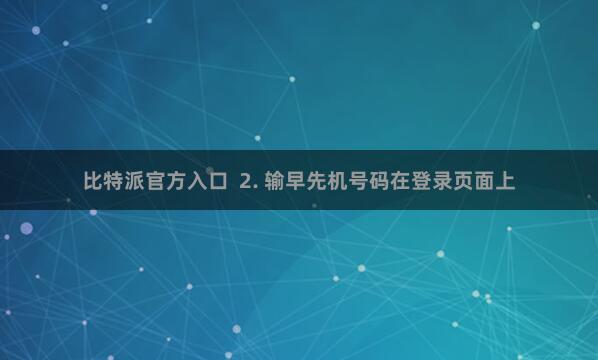 比特派官方入口  2. 输早先机号码在登录页面上