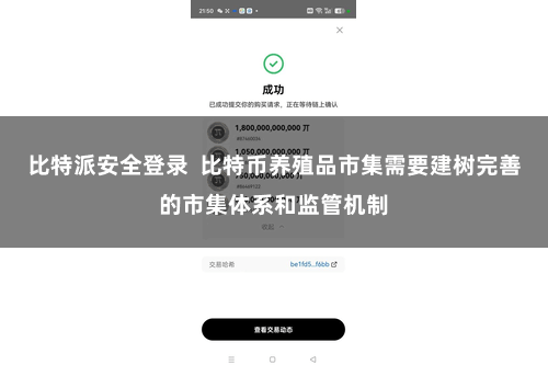 比特派安全登录  比特币养殖品市集需要建树完善的市集体系和监管机制
